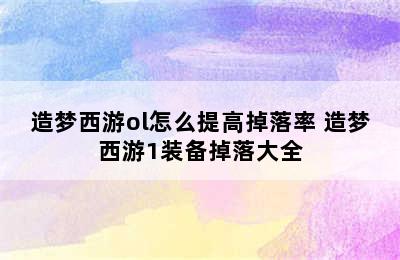 造梦西游ol怎么提高掉落率 造梦西游1装备掉落大全